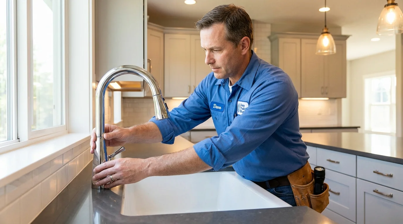 Kitchen faucet installation by Johns Plumbing LLC in West Greenwich